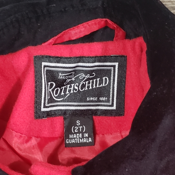 Rothschild Tailored Faux Velvet Wool Holiday Dress Coat Size 2 Toddler Red Jacke - Picture 4 of 6